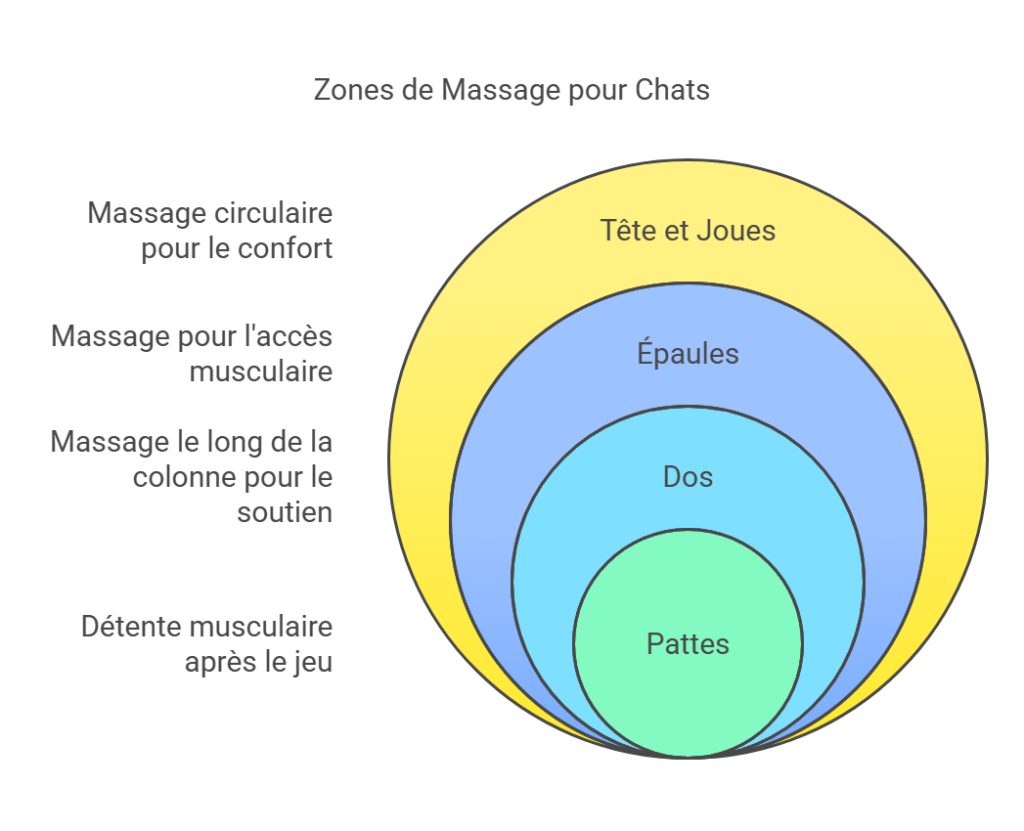 Illustration zones de massage pour chats
