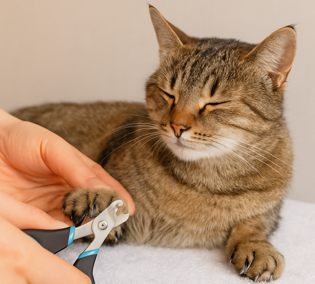 Chat en train de se faire soigner